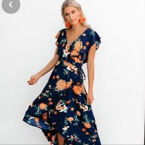 Up Past Midnight Floral Vici Wrap Dress